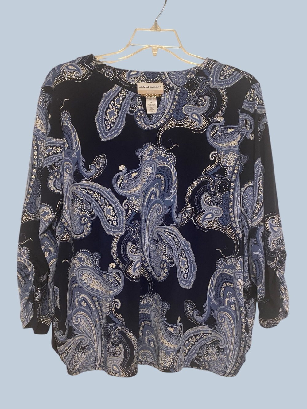 Alfred Dunner Navy and Light Blue Paisley Tunic Top